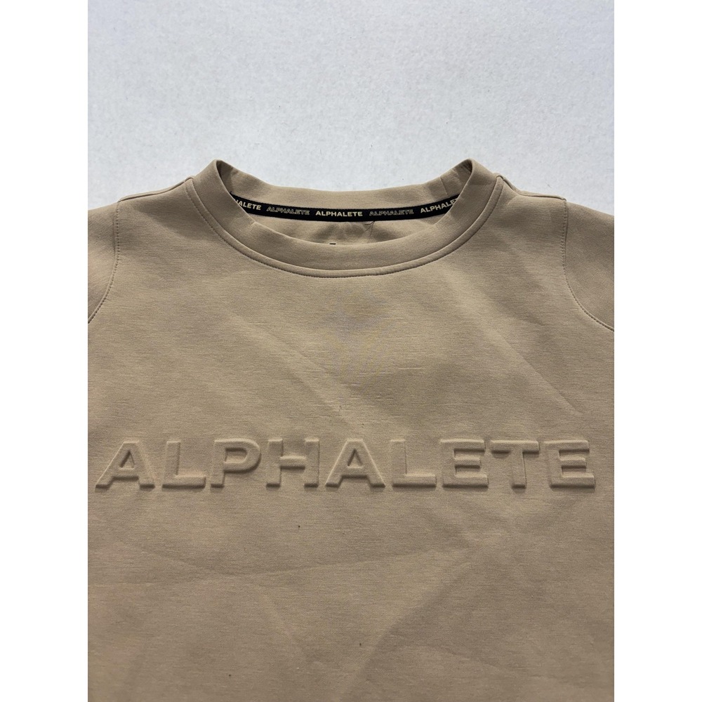 Alphalete Shirt Mens Small Beige Elements Embossed Logo Heavyweight Tee Athletic - Picture 2 of 11